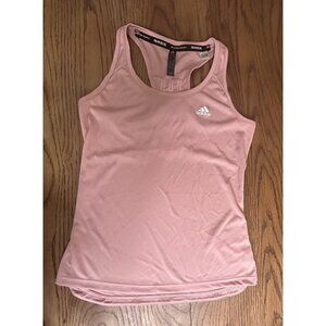 Adidas Women Blush Pink Areoready round neck racer back tank top 3 stripe SZ XS